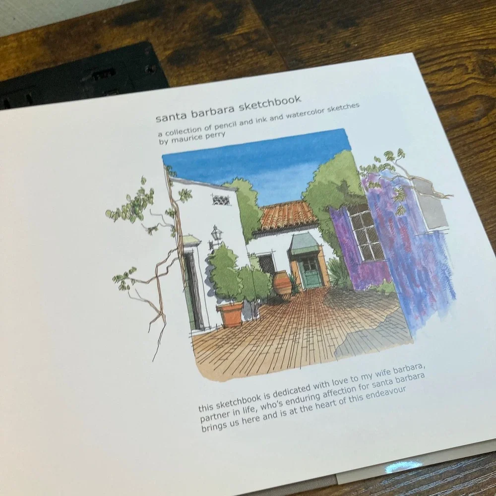 Santa Barbara Sketchbook Maurice Perry Watercolor Ink Art Book 2002 Hardcover